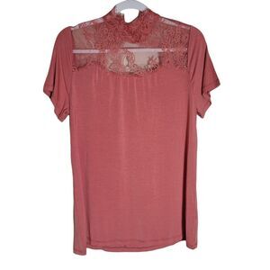 Haute Hippie Tribe Womens Lace Knit Top Size Small Open Back Coral Pink Modal